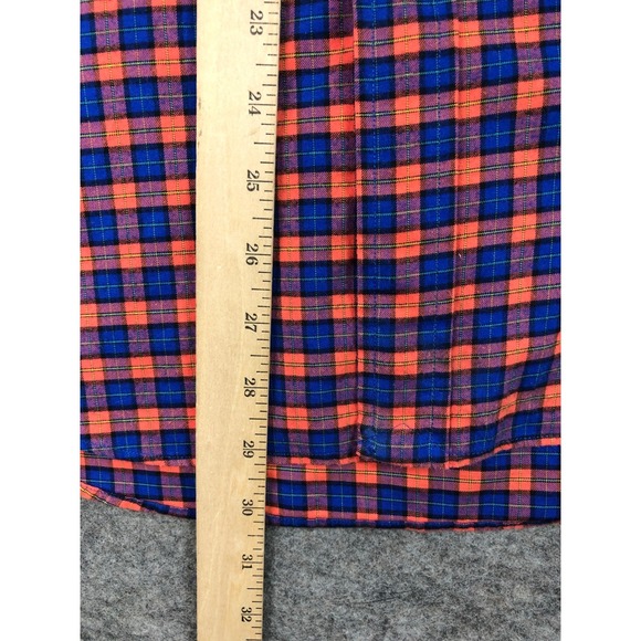 Ralph Lauren Mens M Orange Blue Plaid Shirt Long Sleeve Button Down - Picture 8 of 11